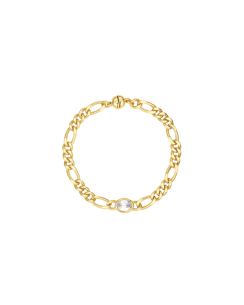 Oval Bezel Chain Bracelet in Gold