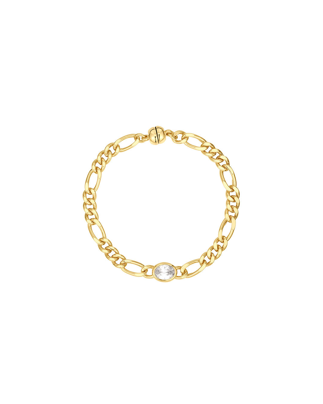 Oval Bezel Chain Bracelet in Gold