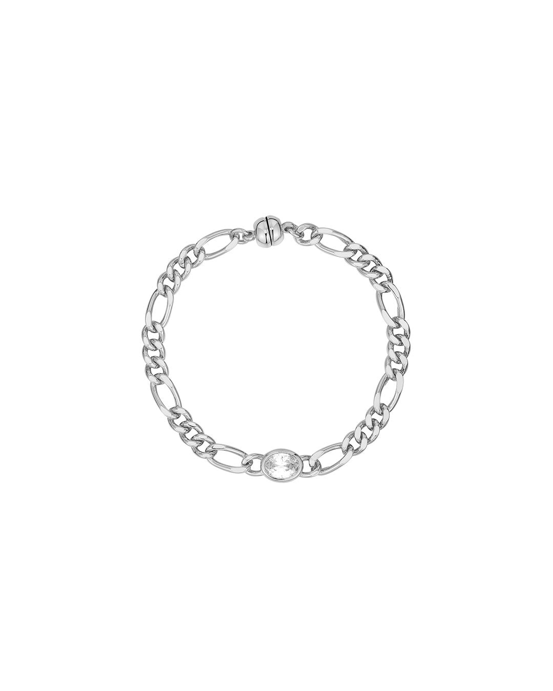 Oval Bezel Chain Bracelet in Silver — alternate view