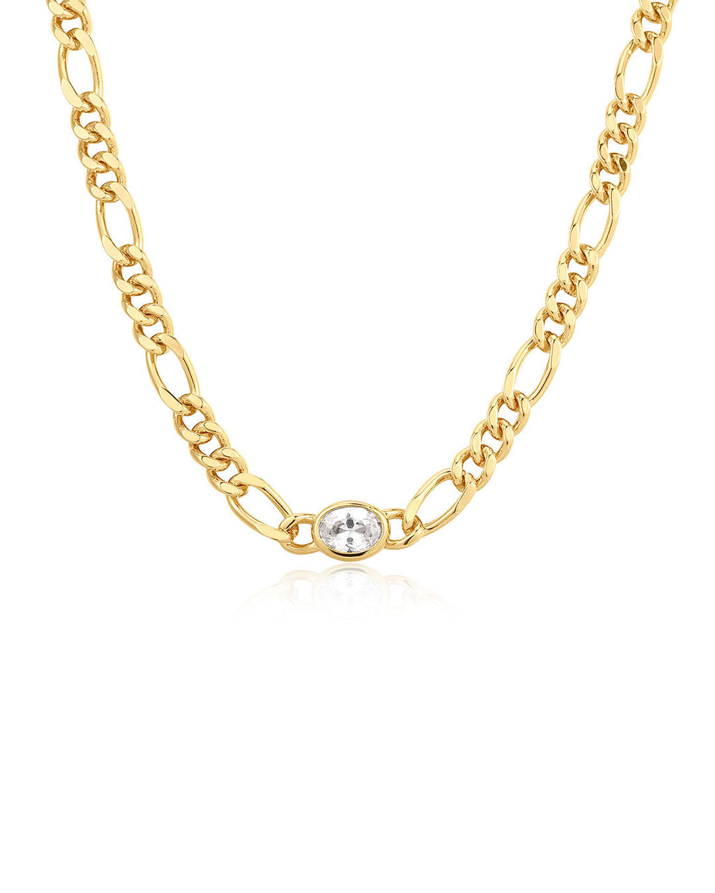 Oval Bezel Chain Necklace in Gold