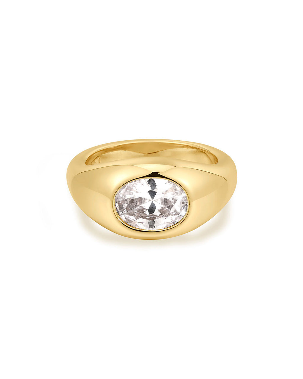 Oval Orbit Bezel Ring in Gold