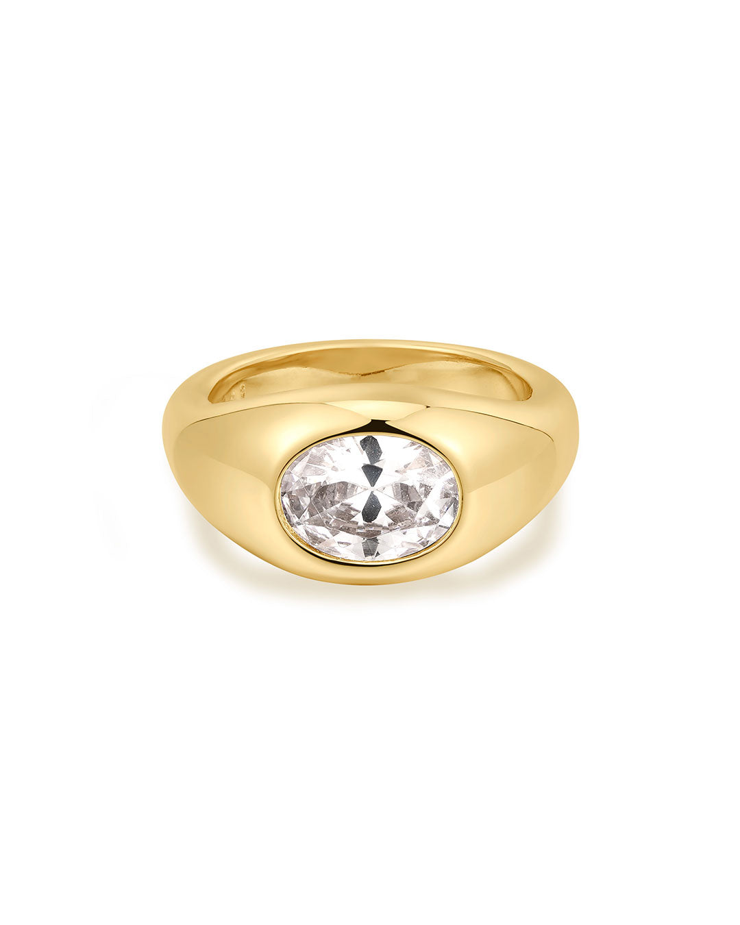 Oval Orbit Bezel Ring in Gold