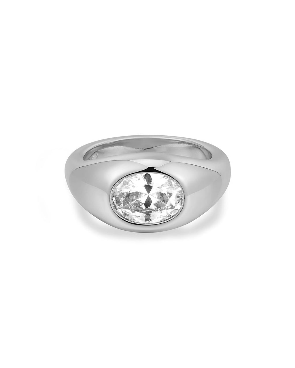 Oval Orbit Bezel Ring in Silver — alternate view
