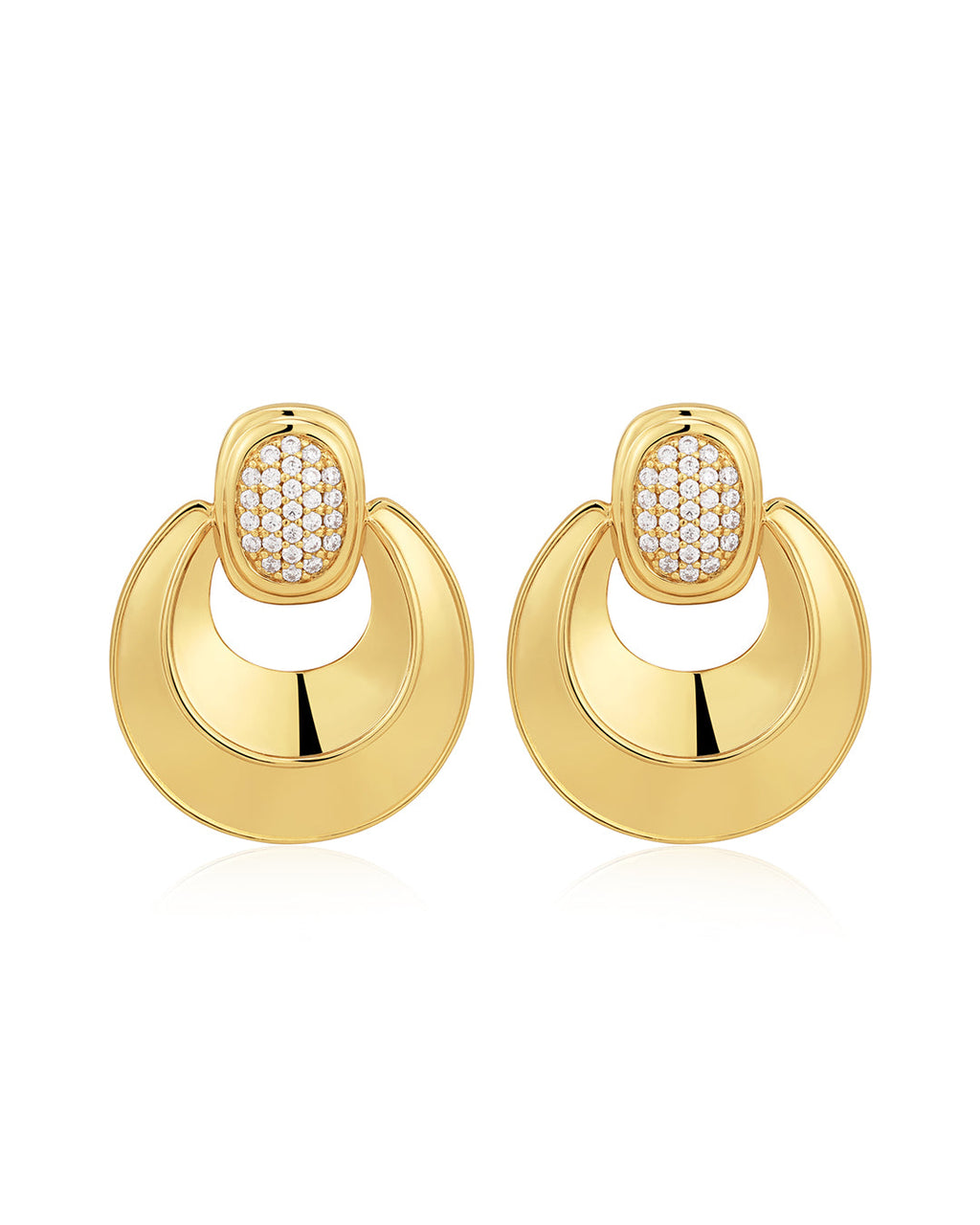 Pavé Doorknocker Hoops in Gold
