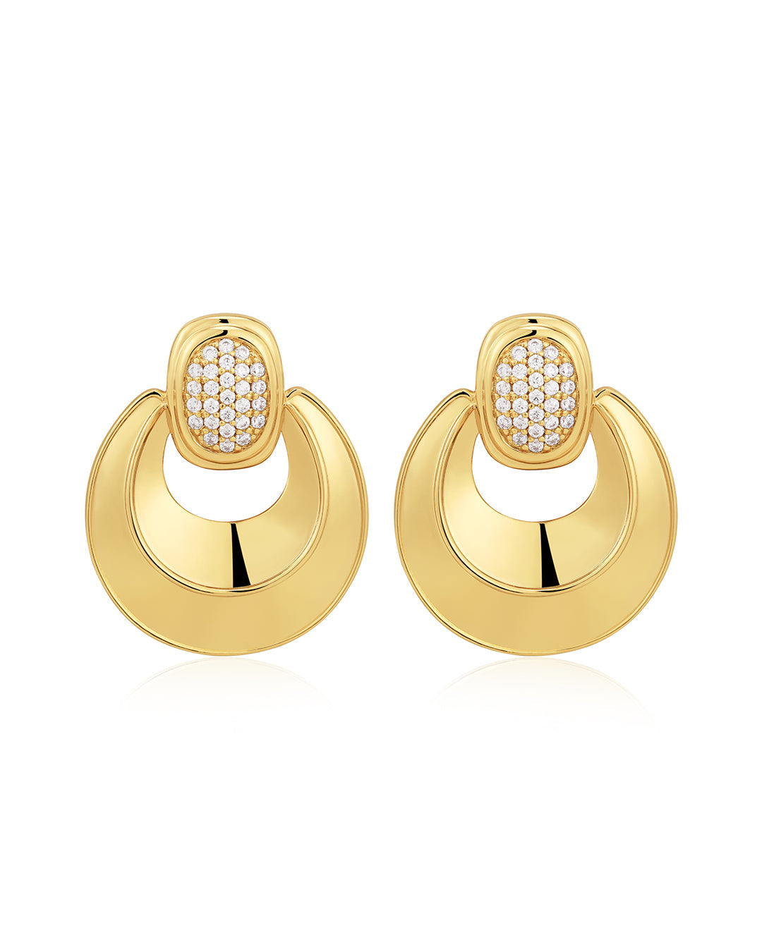 Pavé Doorknocker Hoops in Gold