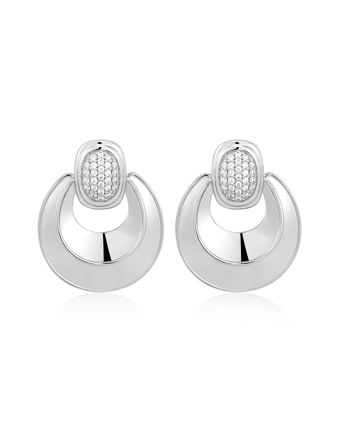 Pavé Doorknocker Hoops in Silver — alternate view
