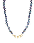 Pavé Hook Pearl Necklace in Gold