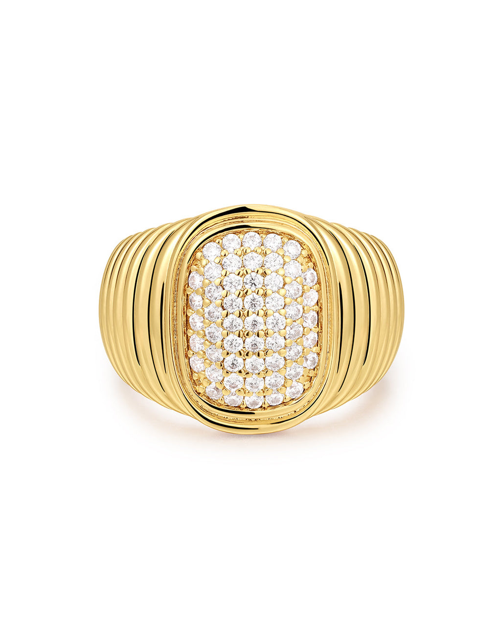Pavé Oval Bezel Ring in Gold