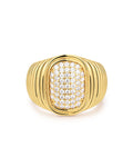 Pavé Oval Bezel Ring in Gold