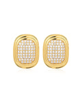 Pavé Oval Statement Studs in Gold - Earrings