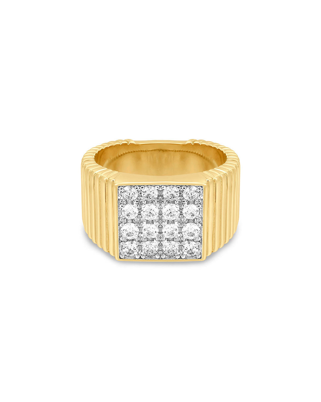 Pavé Square Signet Ring in Gold