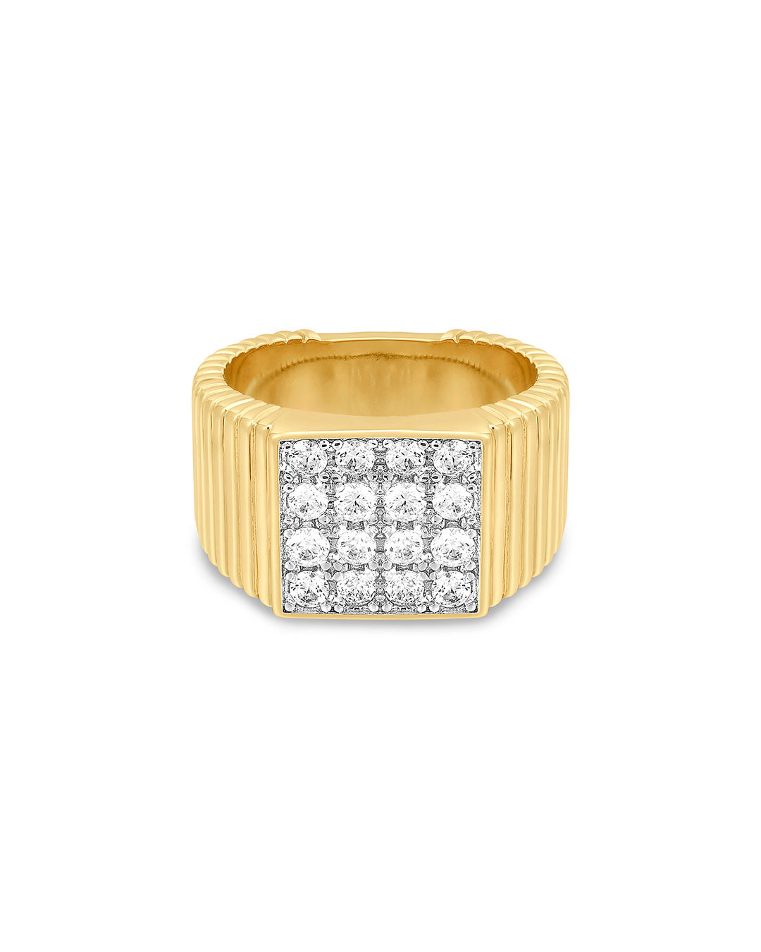 Pavé Square Signet Ring in Gold