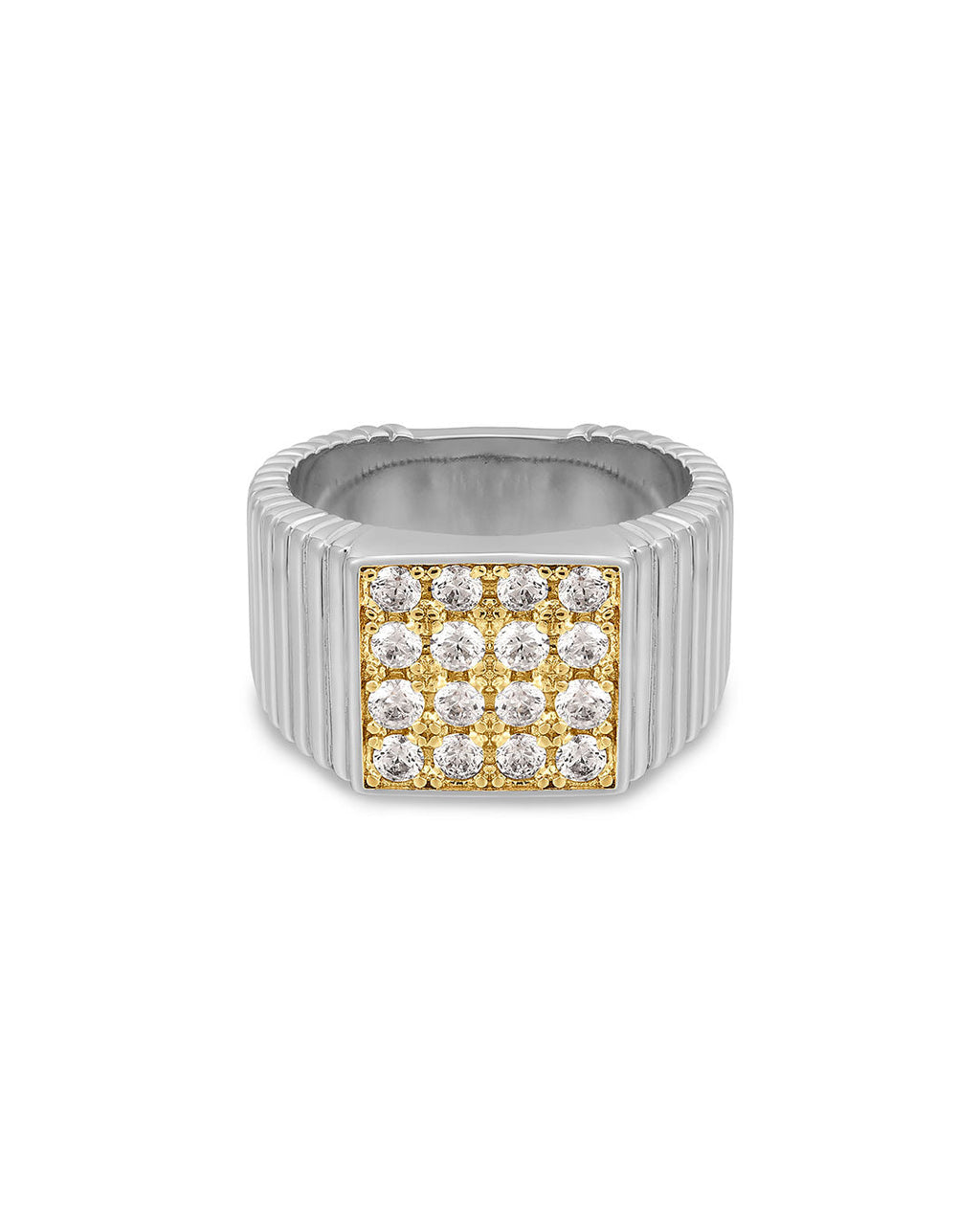 Pavé Square Signet Ring in Silver — alternate view