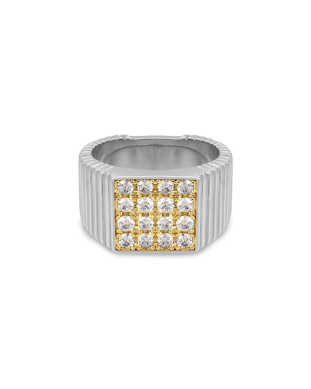 Pavé Square Signet Ring in Silver — alternate view