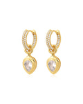 Pear Double Bezel Charm Huggies in Gold