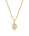 Pear Double Bezel Charm Necklace in Gold