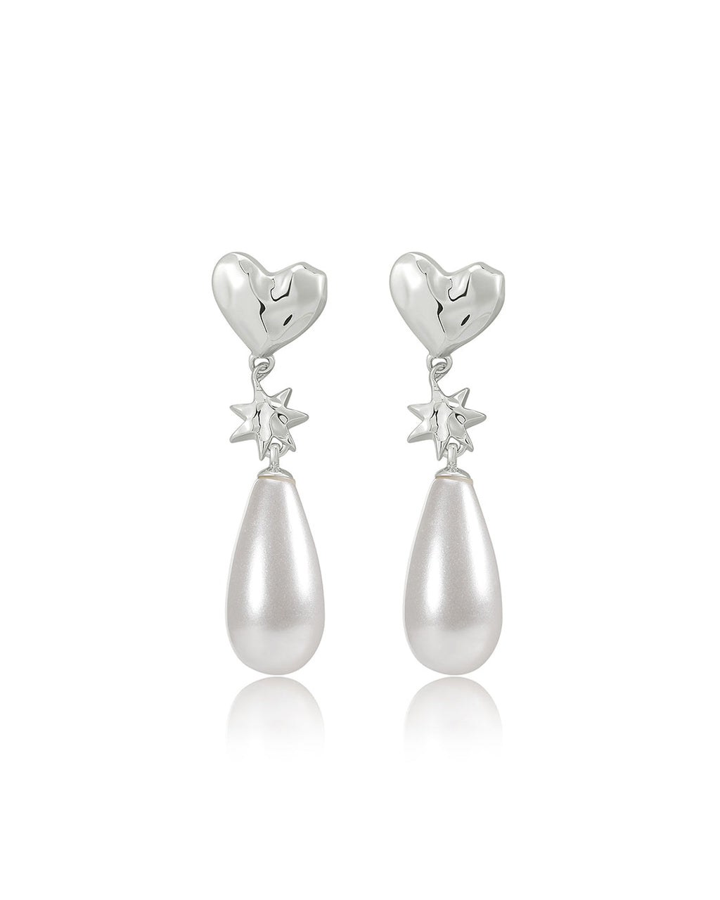 Pearl Star Studs in Silver - Earrings — alternate view