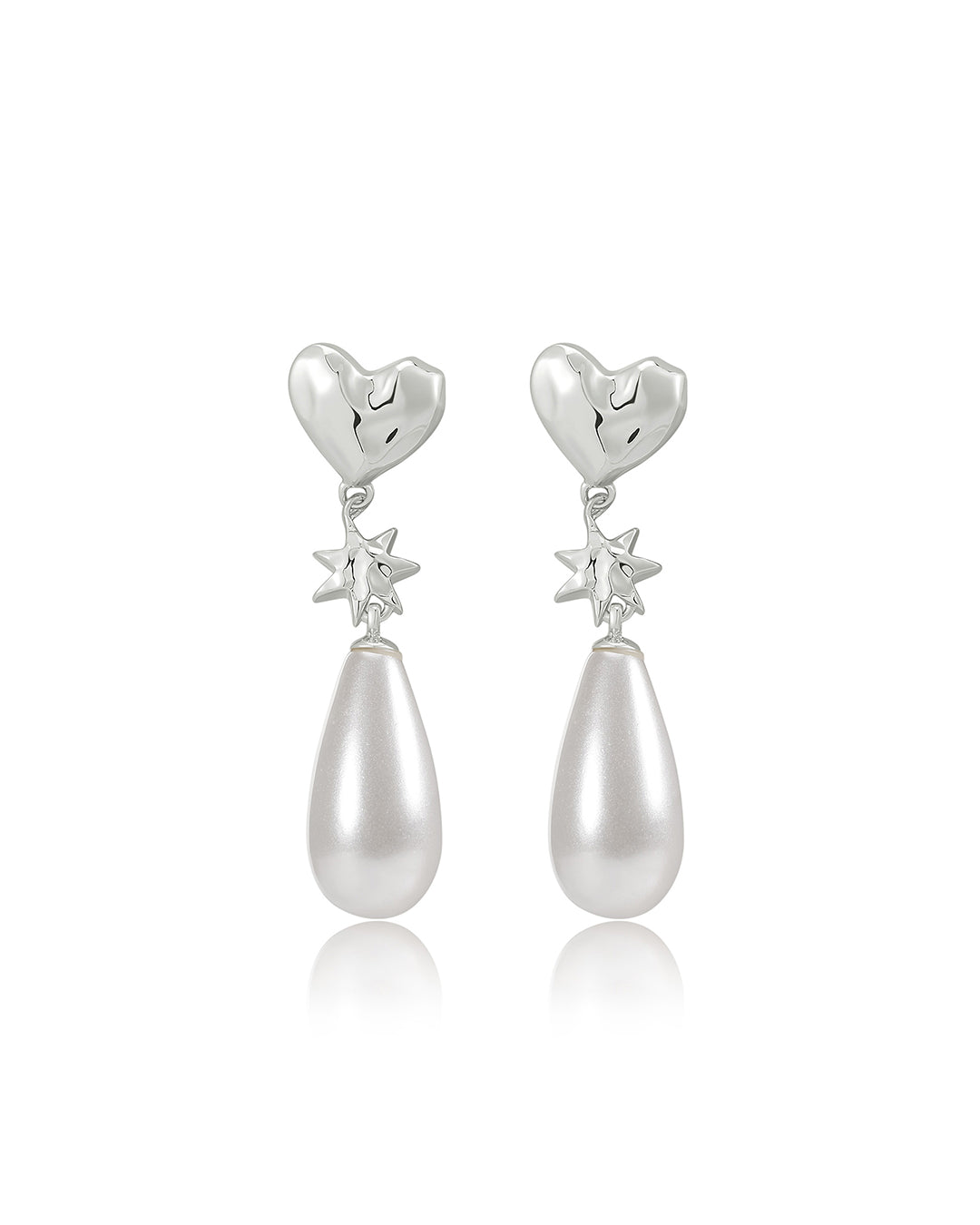Pearl Star Studs in Silver - Earrings — alternate view