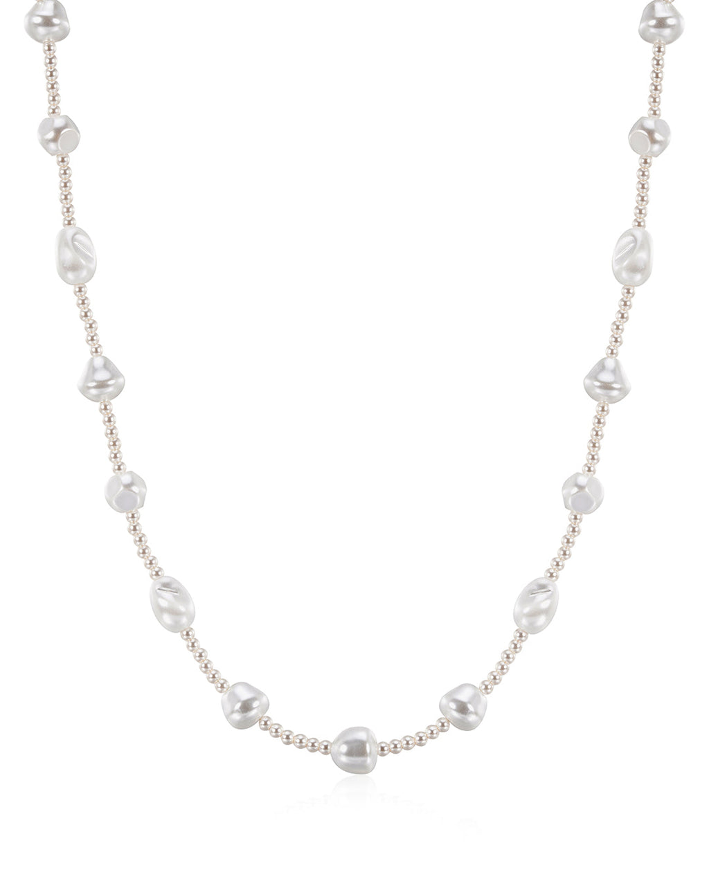 Pearl Stud Necklace in White Gold