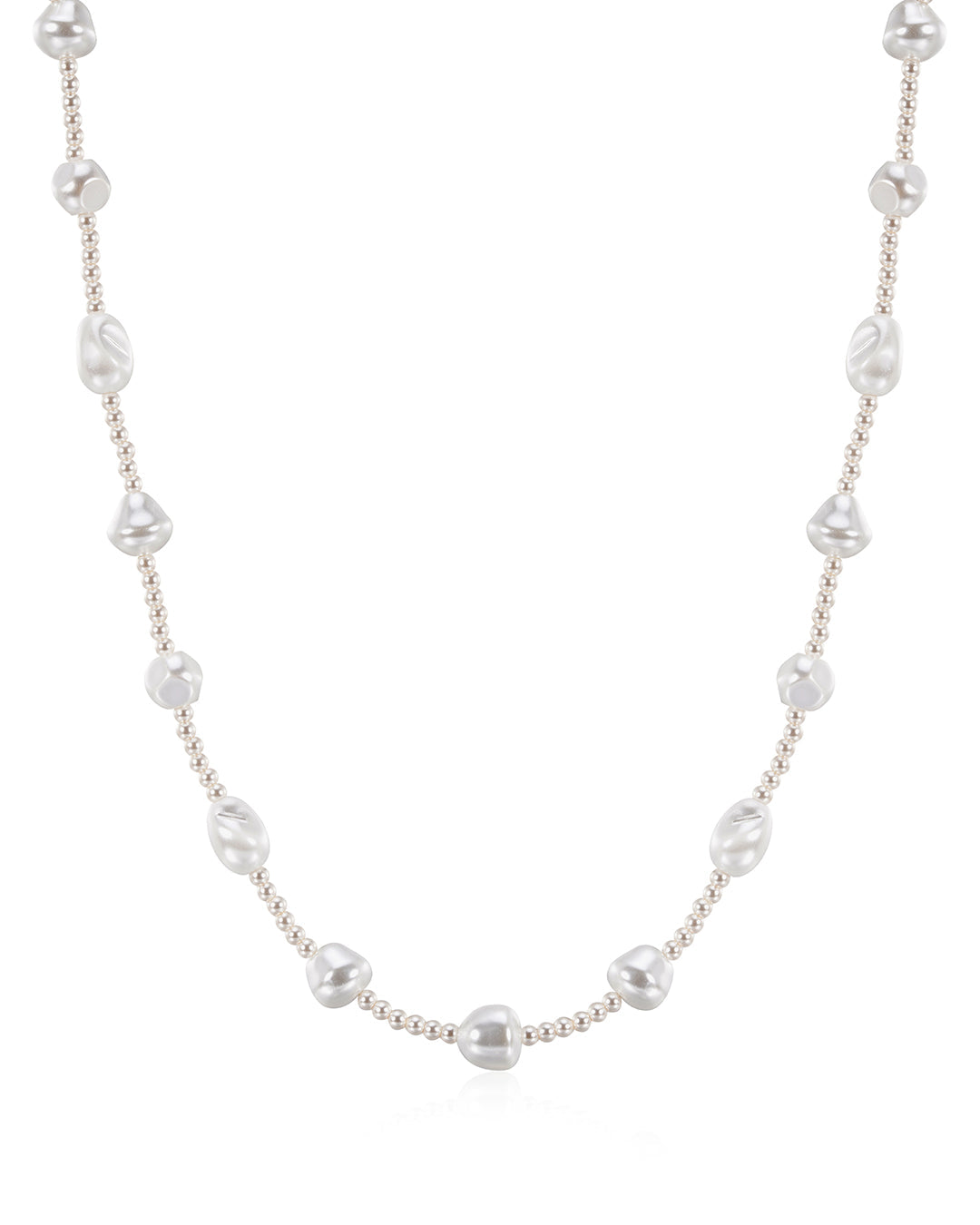 Pearl Stud Necklace in White Gold