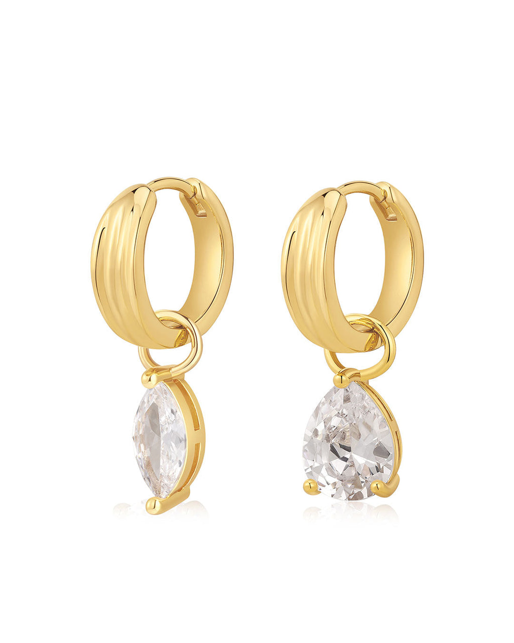Perfect Pear Huggies in Gold - Earrings