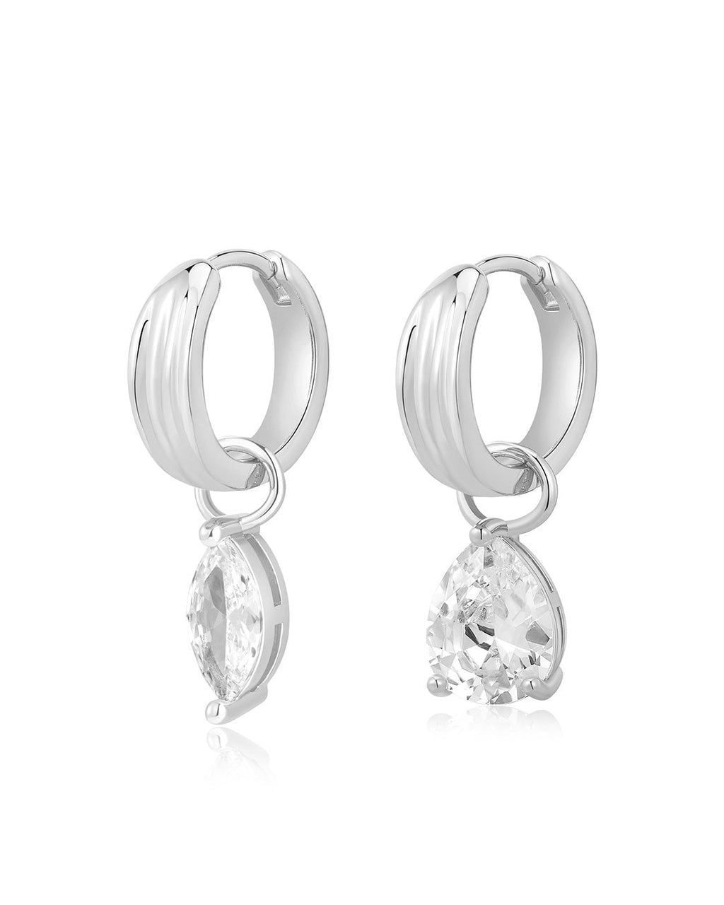 Perfect Pear Huggies in Silver - Earrings — alternate view