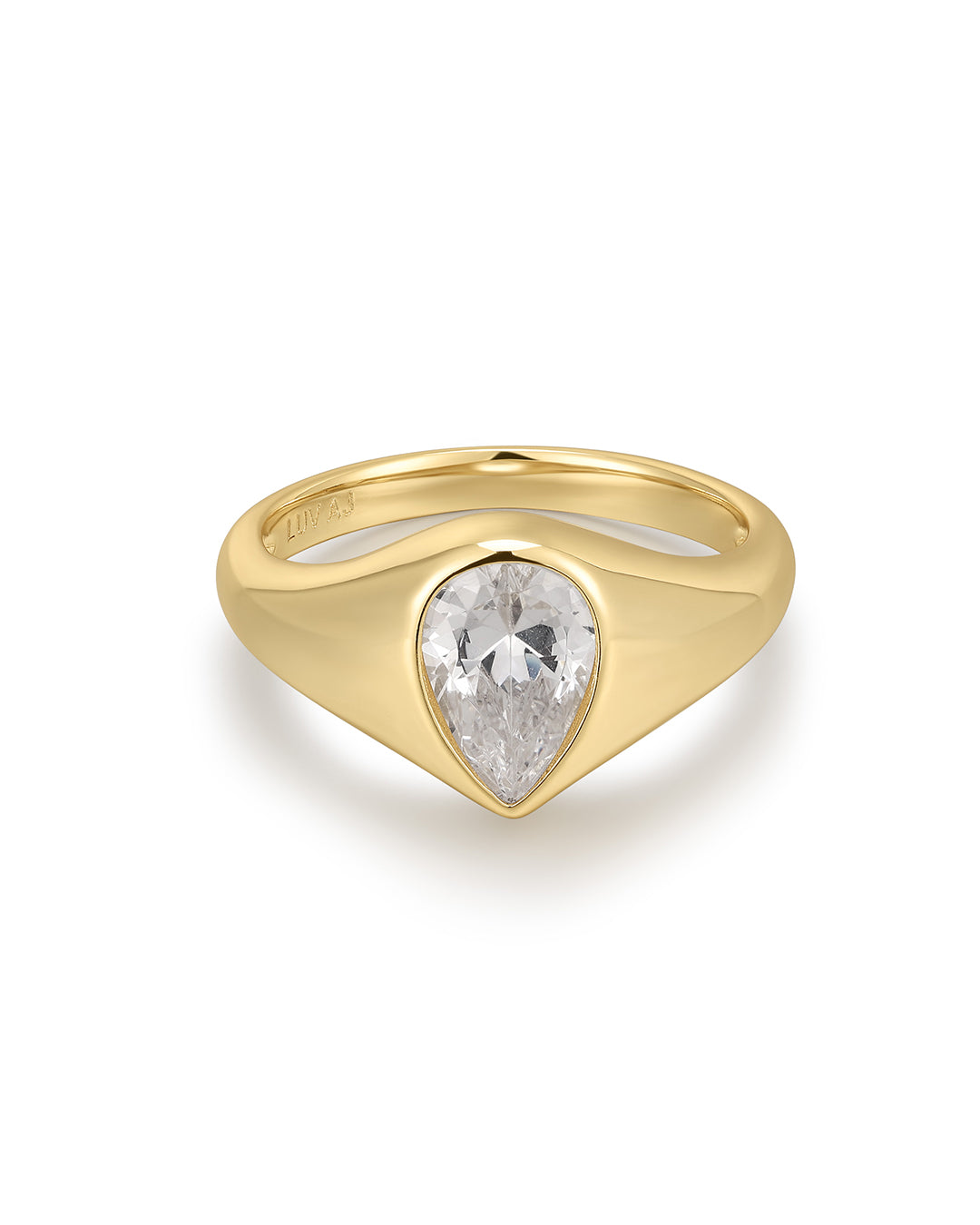Poire Bezel Ring in Gold