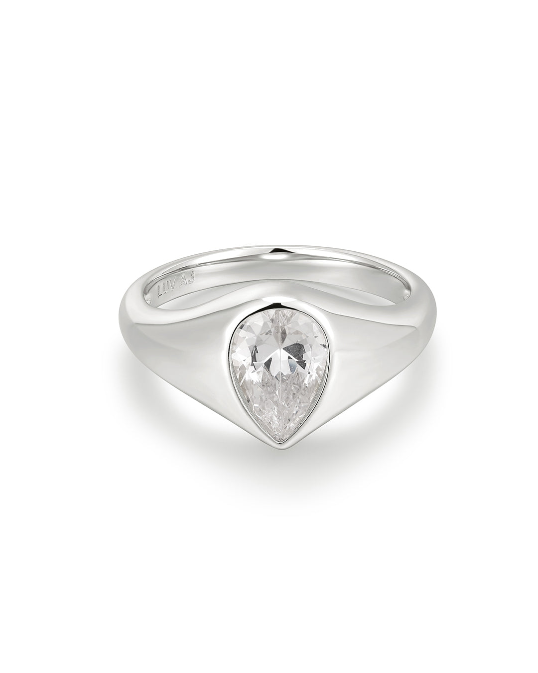 Poire Bezel Ring in Silver — alternate view