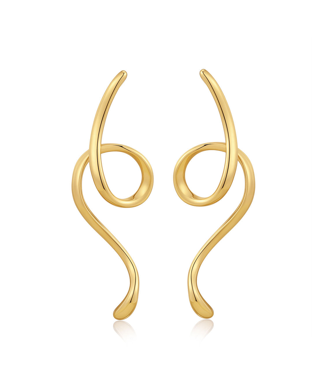 Ribbon Drip Statement Earrings in Gold