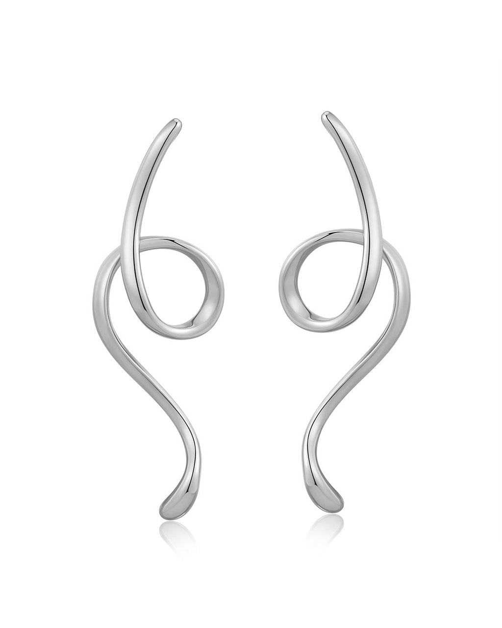 Ribbon Drip Statement Earrings in Silver — alternate view