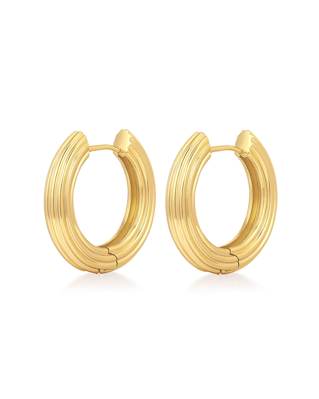 Ridged Amalfi Hinge Hoops in Gold