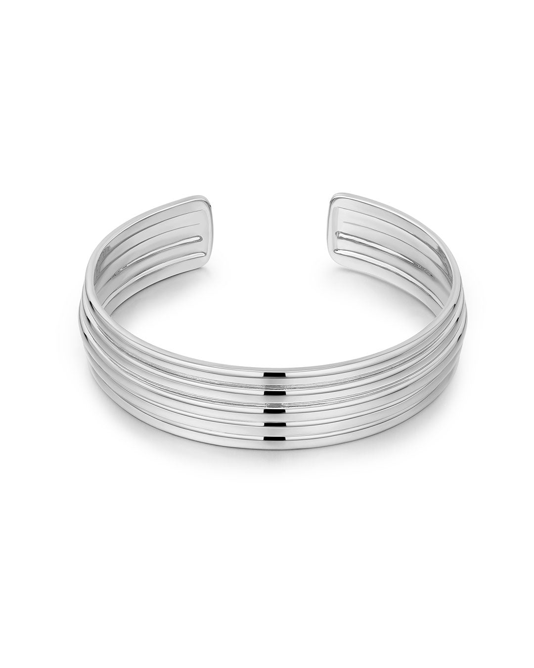 Ridged Positano Cuff in Silver - Rings — alternate view