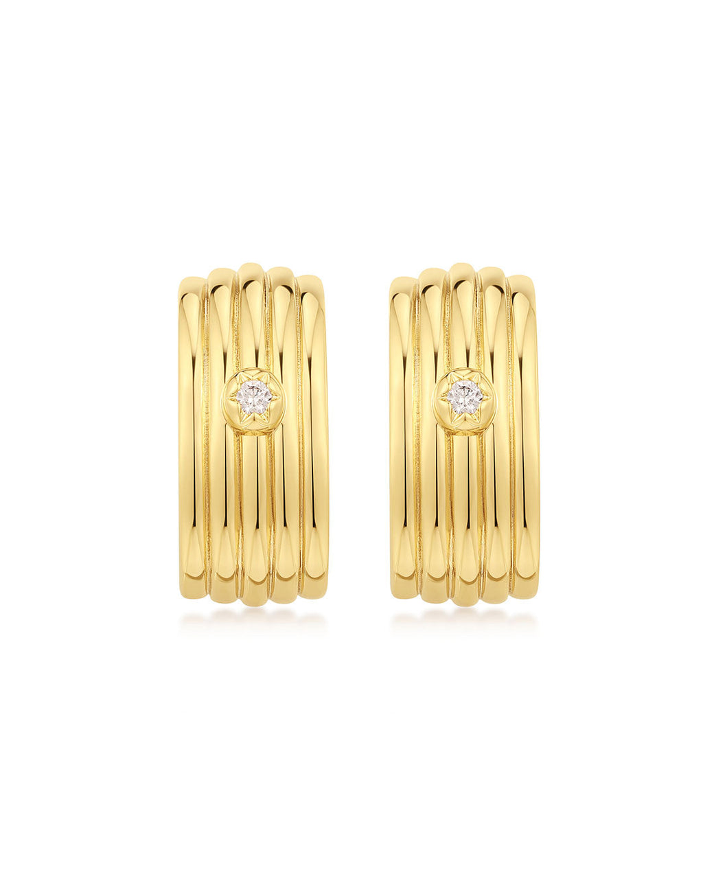 Ridged Positano Studs in Gold - Earrings