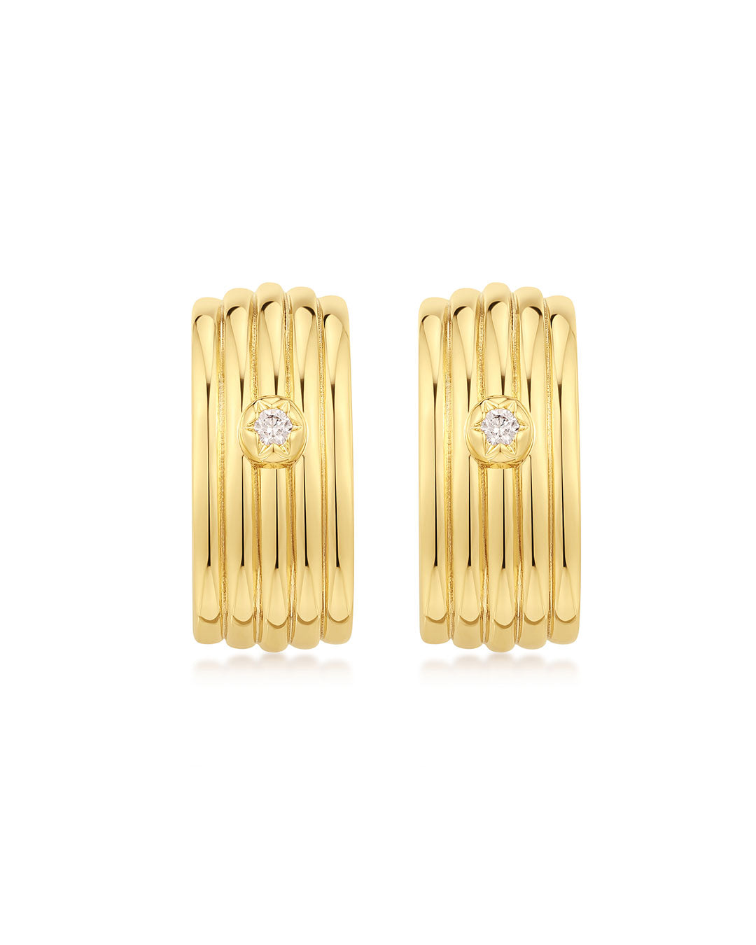 Ridged Positano Studs in Gold - Earrings