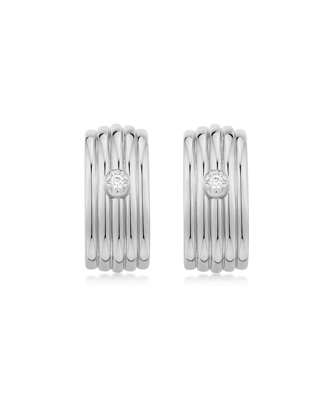 Ridged Positano Studs in Silver - Earrings — alternate view