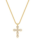 Rosette Cross Charm Necklace in Rose Gold