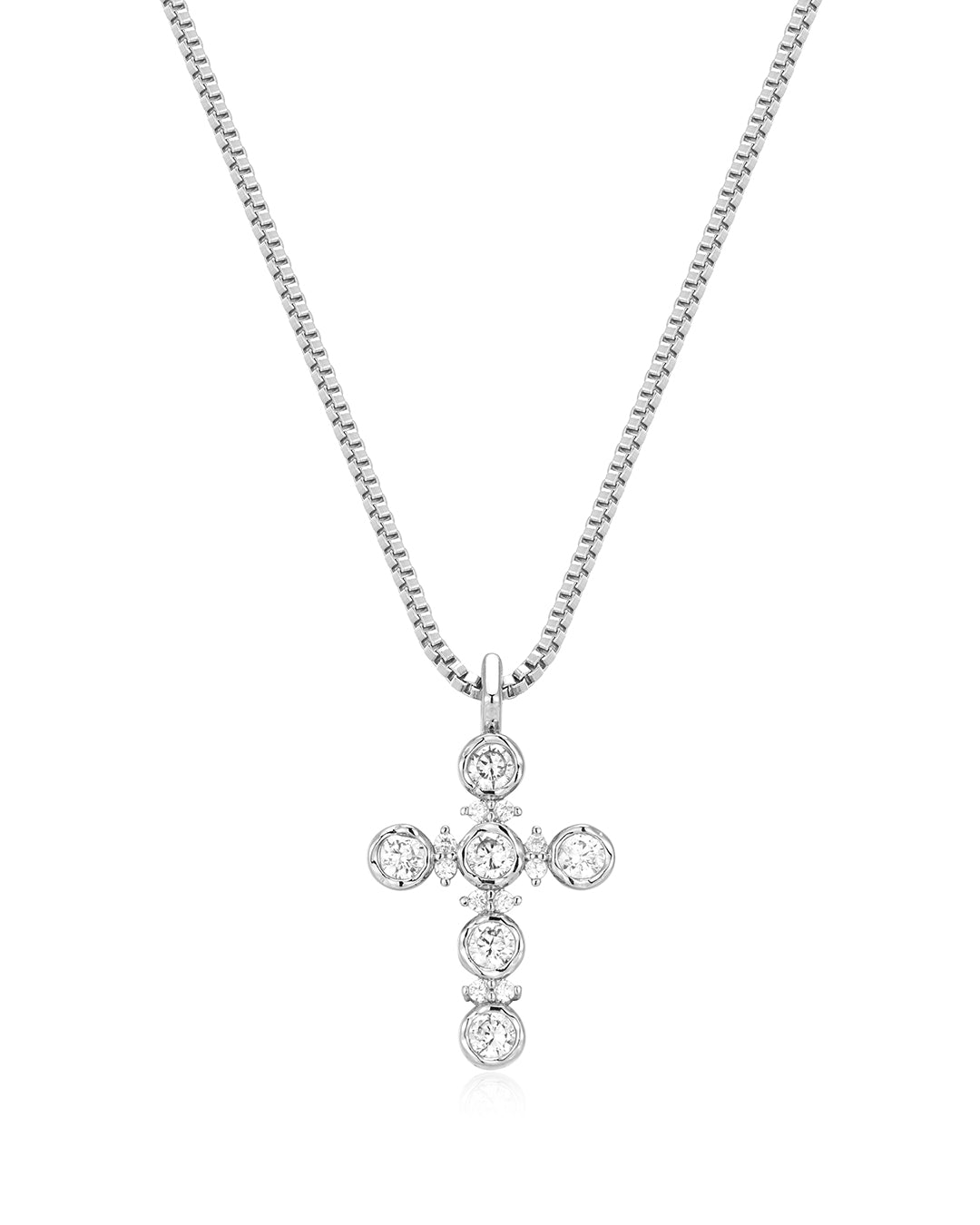 Rosette Cross Charm Necklace in Rose Gold — alternate view