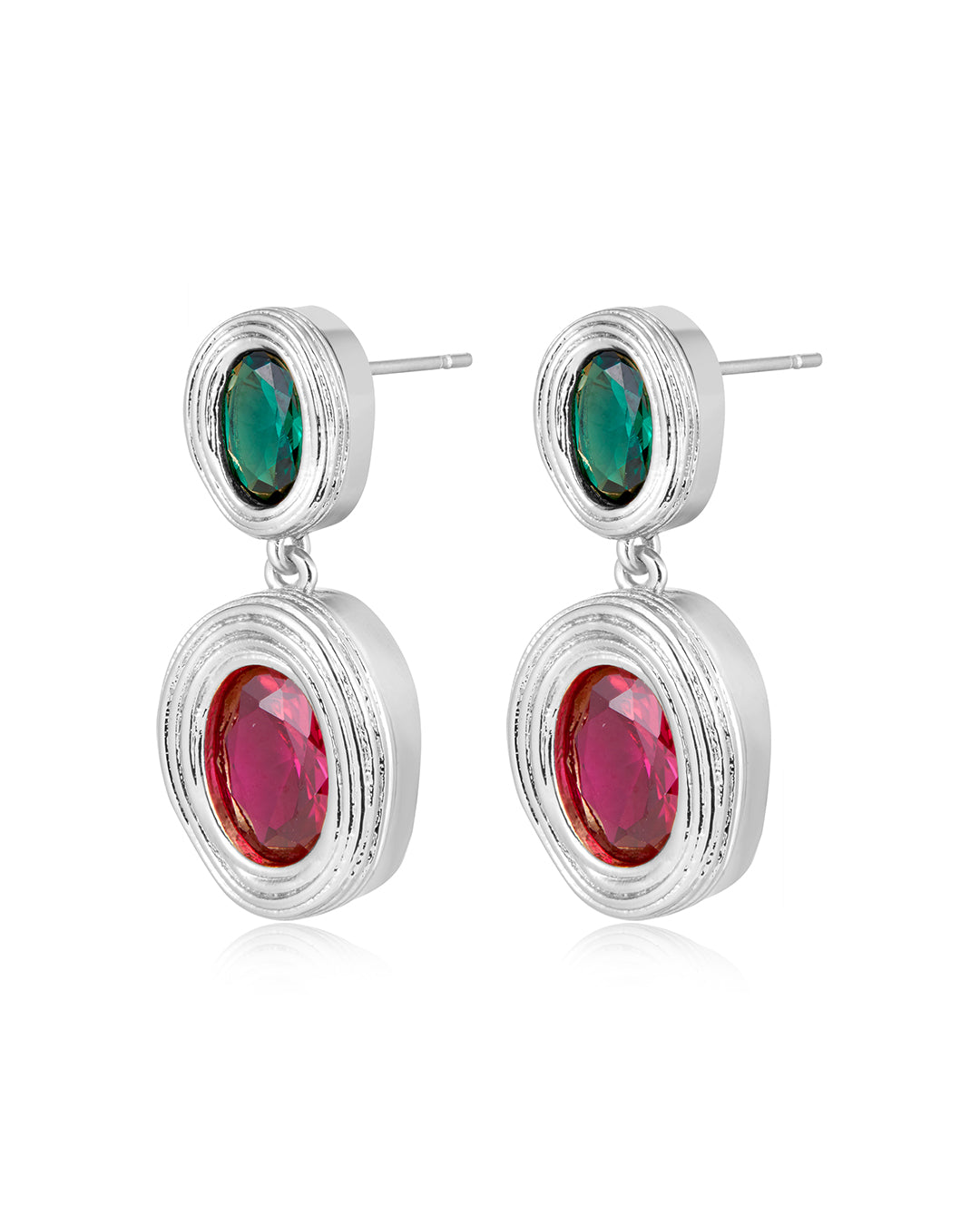 Royale Stone Drop Studs in Silver - Earrings — alternate view