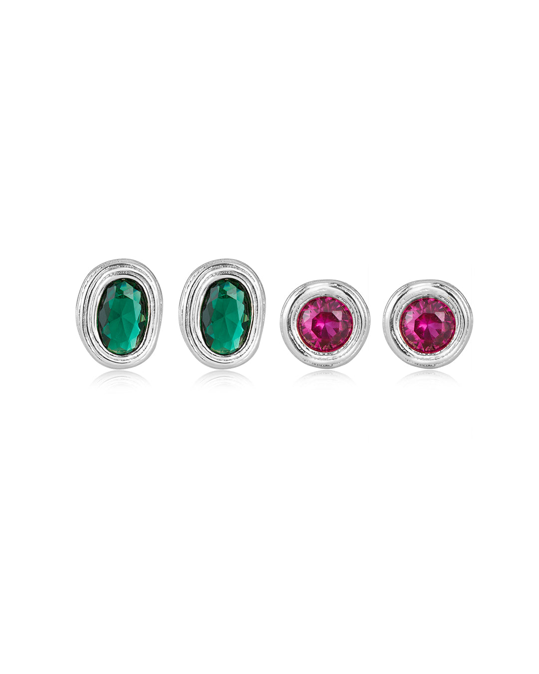 Royale Stone Studs in Silver - Earrings — alternate view