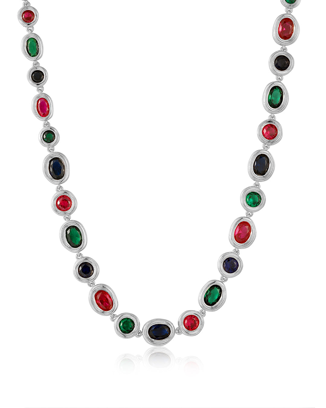 Royale Stone Tennis Necklace in Silver — alternate view