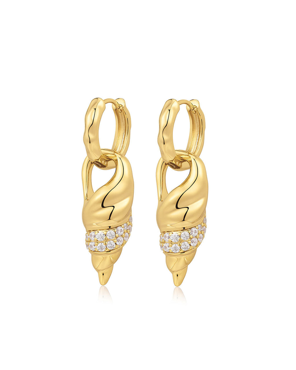 Seashell Charm Hoops in Gold