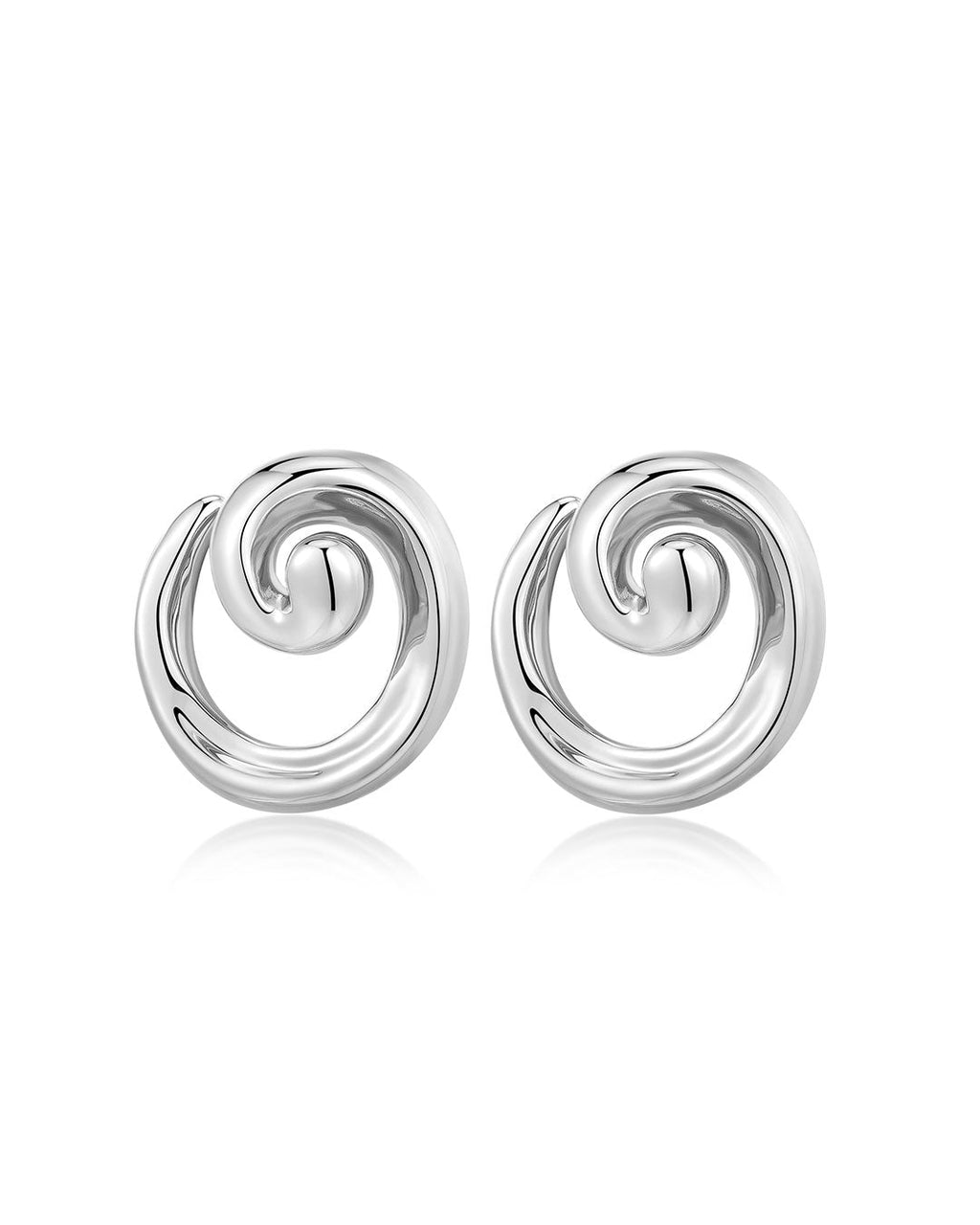 Seashell Coil Studs in Silver - Earrings — alternate view