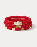 Seville Pearl Bracelet Set - Red
