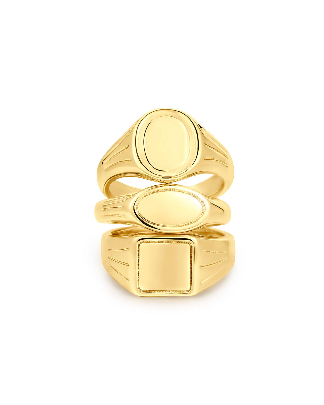 Signet Ring Stacker Set in Gold