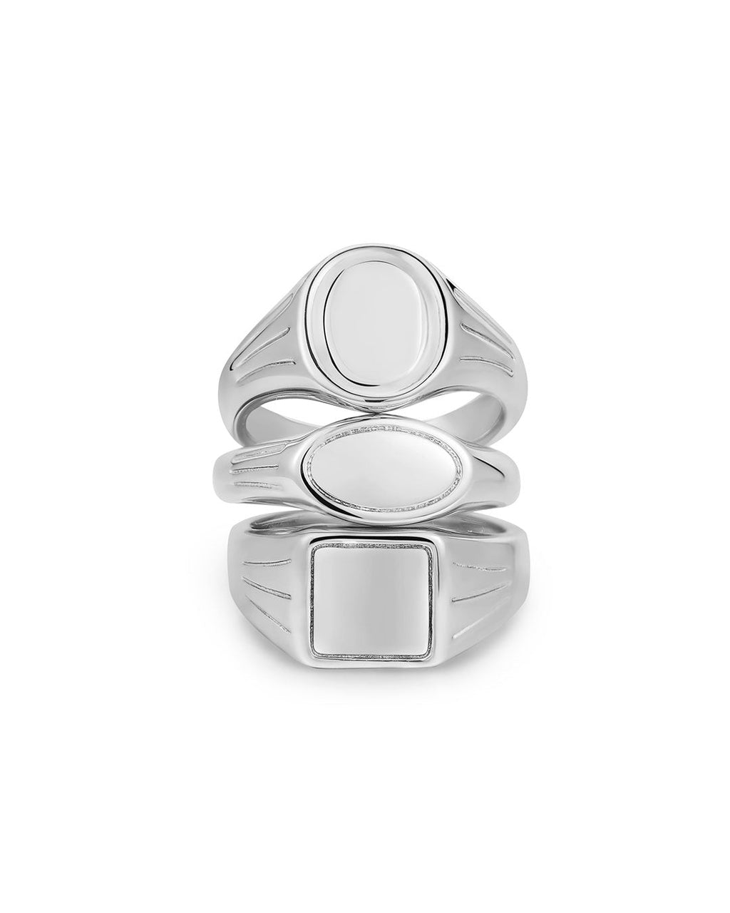 Signet Ring Stacker Set in Silver — alternate view