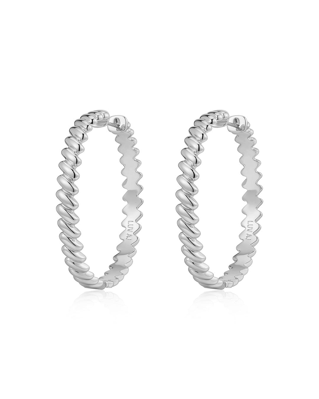 Snake Chain Hoops in Silver — alternate view