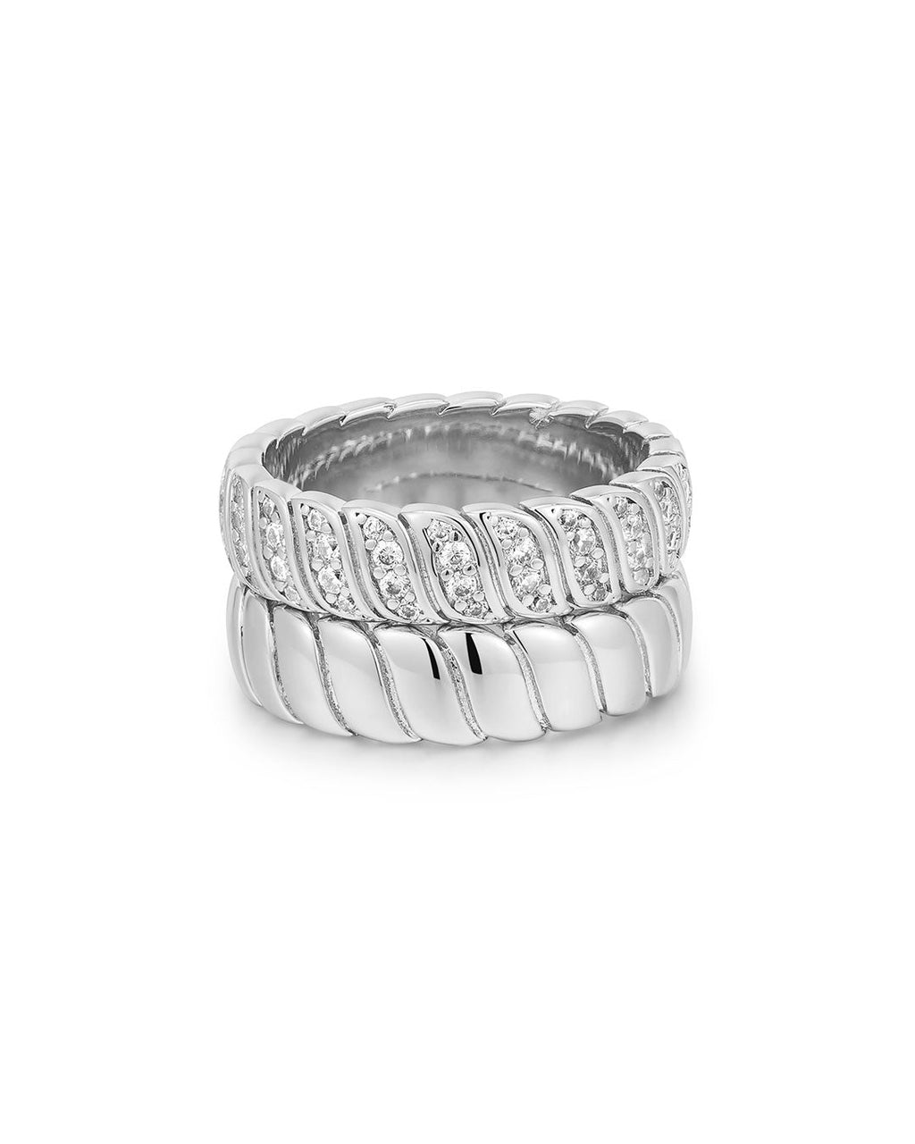Snake Chain Ring Set in Silver — alternate view