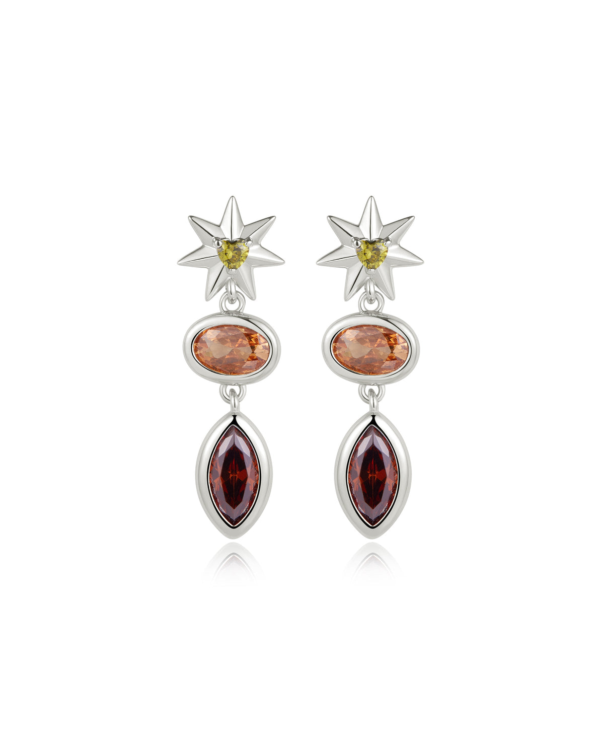 Starry Stone Studs in Silver - Earrings — alternate view