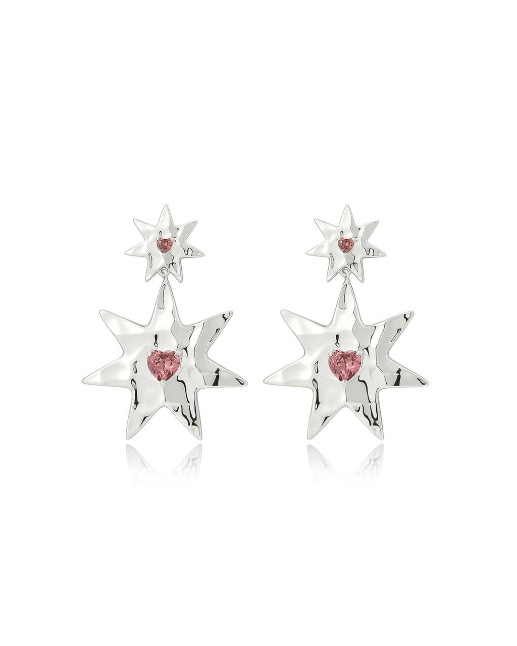 Starry Stud Statement Earrings in Silver — alternate view