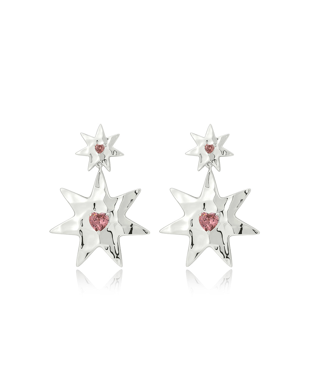 Starry Stud Statement Earrings in Silver — alternate view